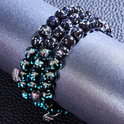 Pitch Black | .925 Sterling Silver | Firefly Glass Bracelet